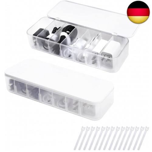 VGECEE Kabel Organizer Box 2er Set - Kabelaufbewahrung Mit Fächern & Binder