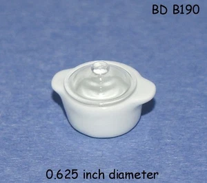 Ceramic pot with lid White Glass Dollhouse Miniature 1:12 Scale - Picture 1 of 1