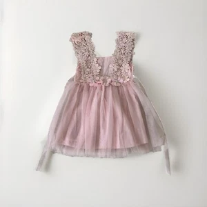Girl's Flower Lace Tulle Pink Dress Size 3 Special Occasion - Picture 1 of 1