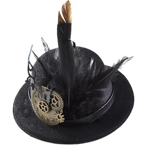 Retro Style Steampunk Top Hat Cosplay Black Party with Feather for Men - Picture 1 of 8