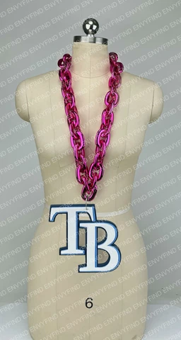 New MLB TAMPA BAY RAYS HOT PINK Jumbo Big Fan Chain Necklace Foam MI USA Cover