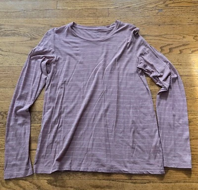 Camiseta Vince Mujer Grande Rubor Rosa Rayas Cuello Redondo Manga Larga Algodón Pima Foto 1 de 4