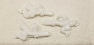 VINTAGE 3  WHITE ANGEL COLORED PLASTIC BARRETTE HAIR CLIPS GOODY"S? SNAP  80's  - Picture 1 of 6