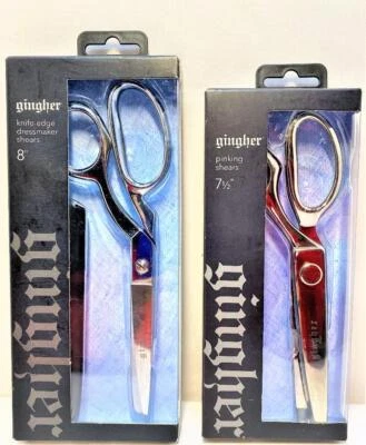 2 Pair Gingher Shears 8" Dressmaker & 7 ½” Pinking Scissors Sewing Quilting NIB - Image 1 of 2