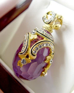 SALE ! GOREGEOUS RUSSIAN ENAMEL EGG PENDANT STERLING SILVER 925 with AMETHYST - Imagen 1 de 1