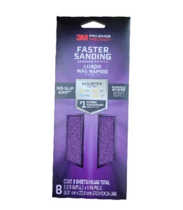 3M PRO GRADE PRECISIONS SAND PAPER 8 PACK - ASSORTED GRIT 80, 120, 220, 400 - Picture 1 of 4