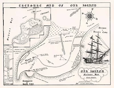 The Curse of Oak Island Treasure Map Nova Scotia Canada 11x14 Print Poster - Image 1 of 4