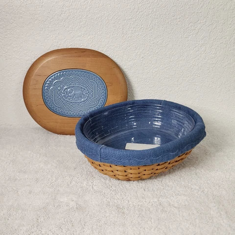 Longaberger ACO Casserole Basket w/ Liners ~ Cornflower Bunny Rabbit Insert Cover