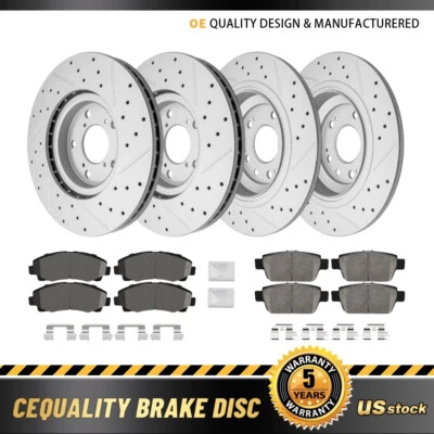 Front & Rear Drilled Disc Brake Rotors + Ceramic Pads For Acura TL 2009 - 2014 - Image 1 of 4