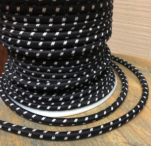 Black/White Double Stitch Tracer Thread, Cloth Covered 3-Wire Round Fabric Cord - Picture 1 of 6