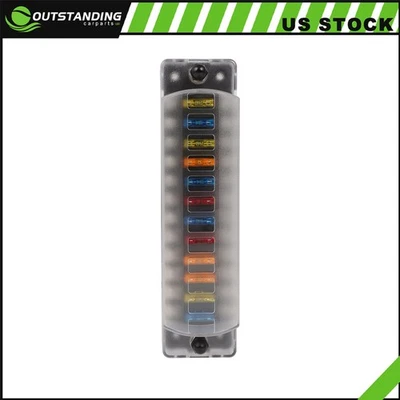 防水12路保险丝盒刀片支架适用于所有车辆12V-32V ATC/ATO — 第 1/4 张图片