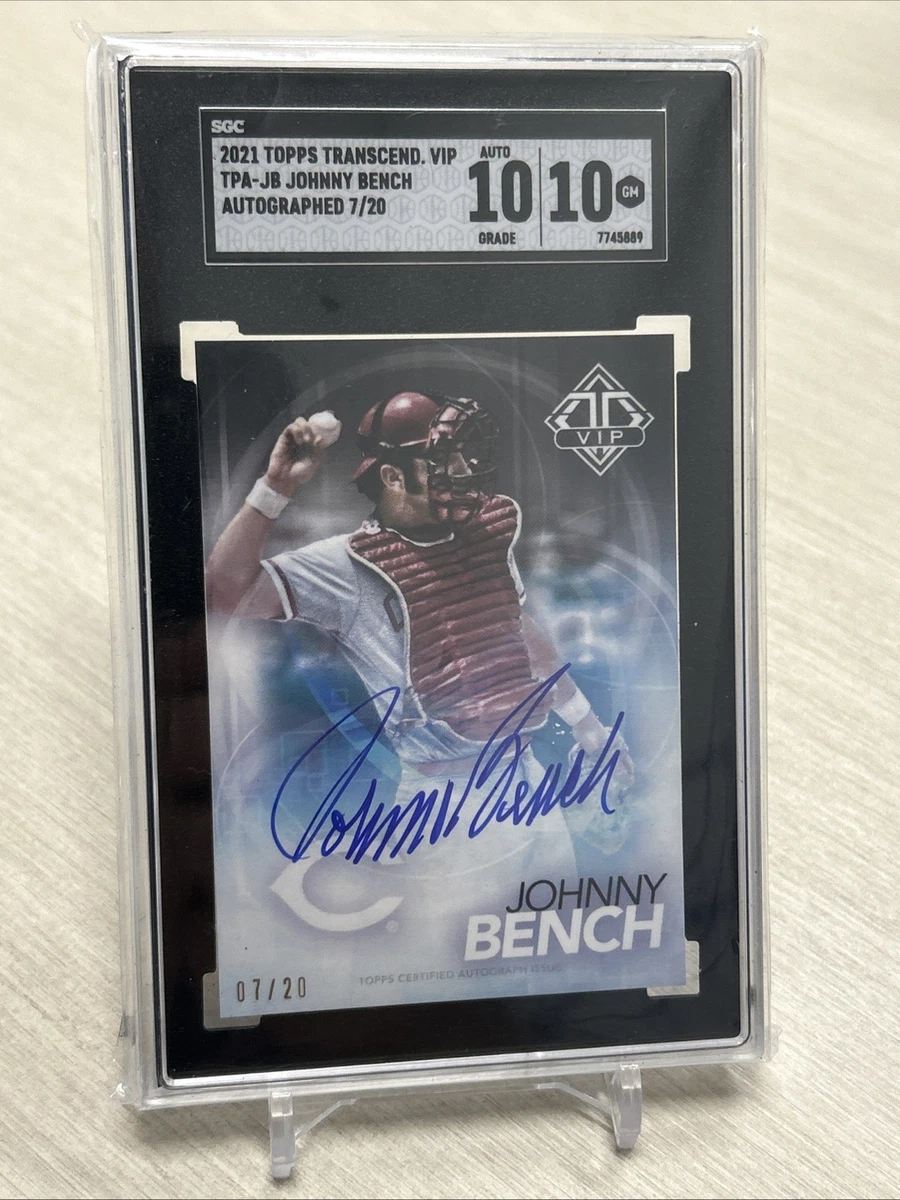 Topps Johnny Bench Cincinnati Reds Baseball Autographed Sports