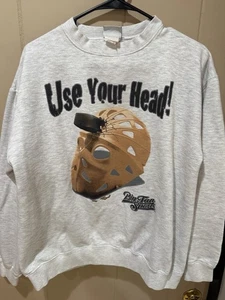 De colección Big Fan Sports ¡Usa tu cabeza! Sudadera Hockey Cuello Redondo Grande Años 90 Máscara - Imagen 1 de 4