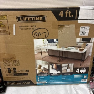 Fold-in-Half Adjustable Folding Table, 4 Foot - Picture 1 of 2