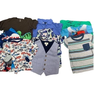 9 Boys 5T Short Sleeve Polo Tee Shirt Sleeper Vest Pajamas Mixed Clothes Lot - Picture 1 of 4