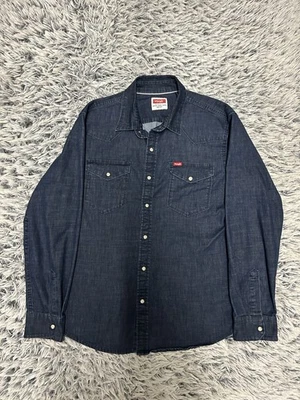 Wrangler Shirt Mens Large Blue Denim Pearl Snap Western Cowboy Long Sleeve Rodeo - Image 1 of 4
