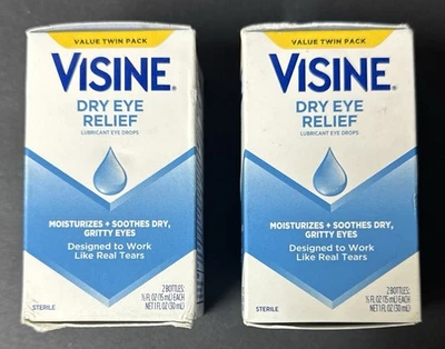 Paquete doble de gotas lubricantes para ojos Visine Dry Eye Relief (4x 1/2 fl oz) caducan 27/06 Foto 1 de 4