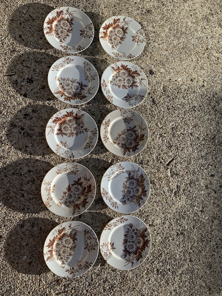 10 assiettes anciennes terre de fer Modèle Marguerite - Photo 1/4