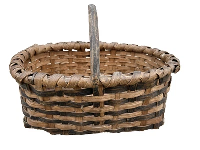 Antigua cesta de férula tejida decorada con pintura Shenandoah Valley Virginia años 1890 Foto 1 de 4