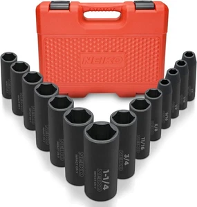 02476A 1/2" Impact Socket Set, 14 Piece 6 Point Impact Set, Standard Impact S... - Picture 1 of 5
