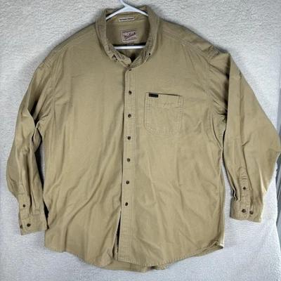 Woolrich Sportsman Chamois Shirt Mens 3XLT Tall Mustard Yellow Shacket Outdoor - Image 1 of 4