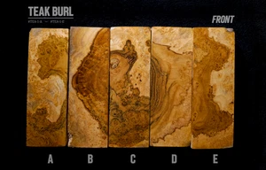 Figured Teak Burl Wood - Turning/Knife Scale Blanks (2 × 6 × 1) - Picture 1 of 15