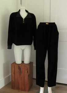 Chaqueta St. John Mujer Terciopelo Negro 2 piezas 1/4 Cremallera con Pantalones a Juego Talla M COMO NUEVA - Imagen 1 de 12