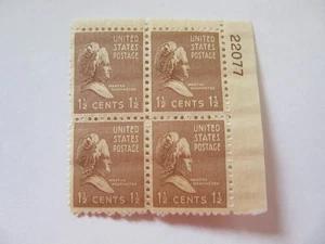 US Plate Block 4 Scott #805- Martha Washington- 1 1/2 cent - MNH OG - 1938 - Picture 1 of 1