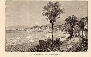 06 MENTON LA BAIE DE GARAVAN IMAGE 1893 OLD PRINT - Imagen 1 de 1