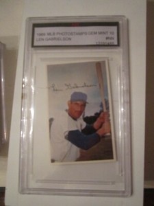 1969 LEN GABRIELSON PHOTOSTAMPS BASEBALL CARD  FGS GRADED 10 BBA-4