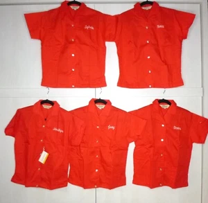 5 NOS Vtg 60s Hilton Womens Bowling Shirts Chainstitch Names Sz S DEADSTOCK - Picture 1 of 18
