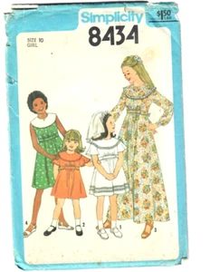 Simplicity 8434 Sewing Pattern Girls Dress 2 Lengths 4 Looks Sleeves Size 10 - Picture 1 of 4