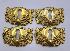 Antique Reproduction Key Hole Covers Escutcheon Brass Vintage Hardware Lot Of 4 - Picture 1 of 7