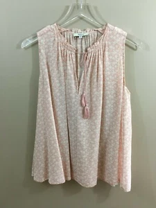 Madewell Bellshift Pink Floral 100% Silk Sleeveless Tassel Top Women's XS - Picture 1 of 4