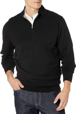 Suéter Cutter & Buck para hombre lavable a máquina Lakemont media cremallera negro, talla L/T Foto 1 de 4