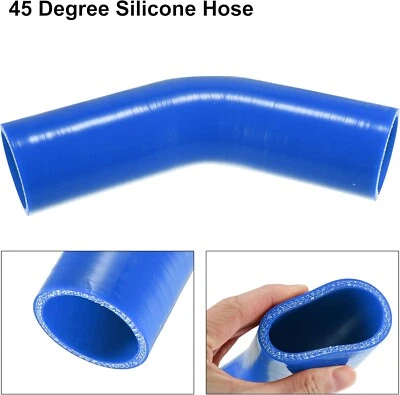 Car Silicone Hose 63mm Inner Diameter 45 Degree Elbow Silicone Hose Blue - Image 1 of 3
