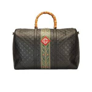 Casablanca Leather Monogram Grand Prix Weekender Luggage Travel Bag - Picture 1 of 11