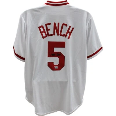 Johnny Bench Autographed/Signed Cincinnati Reds Jersey FAN 44400 - Image 1 of 4
