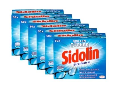 Sidolin feuchte Reinigungstücher für Brillen, Displays, Bildschirme 6er Pack (6