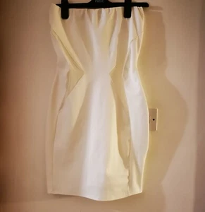 Boohoo Night White Strapless Bodycon Dress Size 12 Used - Picture 1 of 2