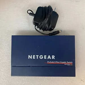 NetGear ProSafe (GS108 v2) 8-Port Gigabit Ethernet Switch With Power Adapter ~ - Picture 1 of 7