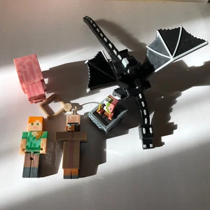 Minecraft Figure Lot Overworld Pig Alex Zombie Pigman Alex Minecart Mojang - Picture 1 of 10