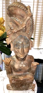 VTG Figure 22" Aztec Mayhem /Mexican ?  Woman Sitting Statue LG Art  Has Defects - Picture 1 of 17