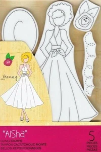 Prima Julie Nutting AISHA Doll Cling Stamps Planner Tags Mixed Media 913243 - Picture 1 of 2