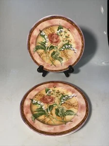 222 Fifth PTS International 2 Tuscany Rose 8" Plates - Picture 1 of 5