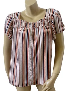 NO BOUNDARIES Womens Size XXL (19) Short Sleeve Striped Cross Back Top Shirt - Picture 1 of 8