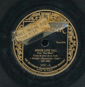 78tk-piano-BRUNSWICK 3799-Lee Sims-(Indian Love Call/Deep in my heart dear) - Picture 1 of 2