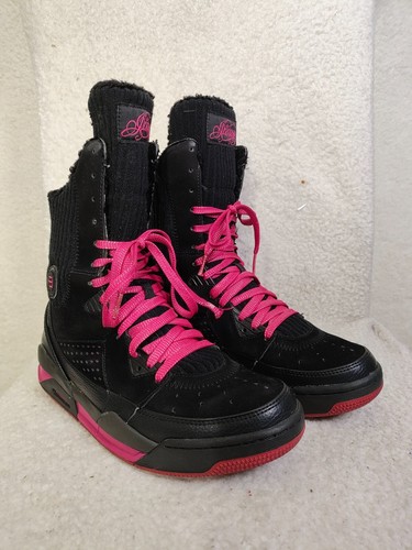 Jordan Flight Girl Sneakers 7Y Nero Tessuto Stringate Scarpe Alte Casual Attive