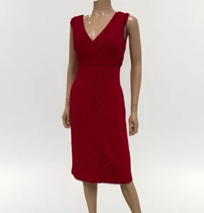 Red Cocktail Dress Size 8 Stretch Sleeveless V-neck - Picture 1 of 24