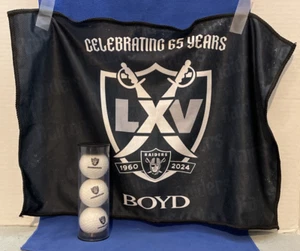 Las Vegas Raiders 65 Years Towel w/Raiders Foundation Logo Golf Balls Set - Picture 1 of 11